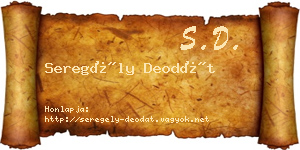 Seregély Deodát névjegykártya